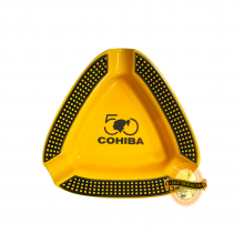 LARGE CERAMIC CIGAR ASHTRAY - YELLOW - 3 RESTS WITH CHBLOGO